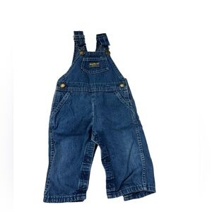 Vintage Oshkosh B'Gosh Denim Overalls Infant 18 m Blue Jean Bibs Made In USA